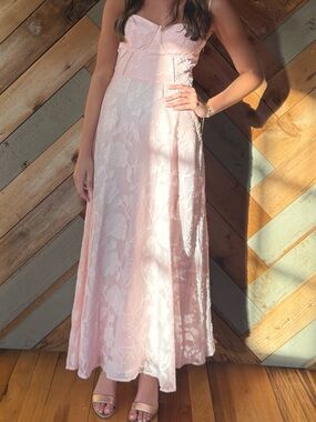 Hello Molly Blush Pink Lace Maxi Dress